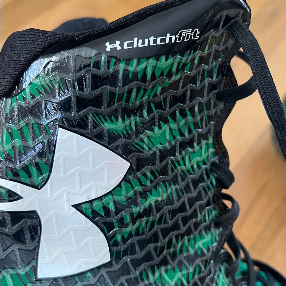 Under Armour Black/Green Highlight MC High-Top Cleats, Clutch Fit, Size Men’s 13 - Picture 5 of 15